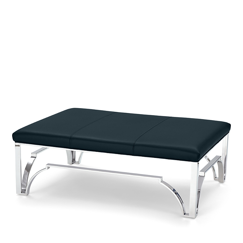 Massoud Hutchins Chrome Ottoman In Tribeca Moonlight