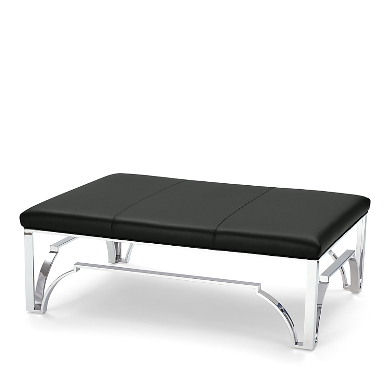 Massoud Hutchins Chrome Ottoman In Tribeca Nightfall
