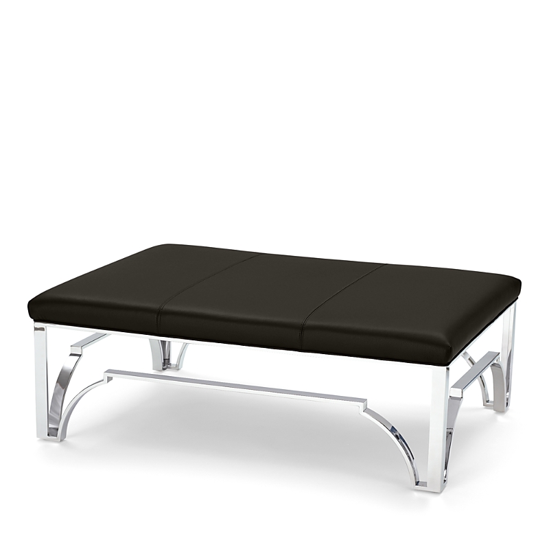 Massoud Hutchins Chrome Ottoman In Tribeca Pewter