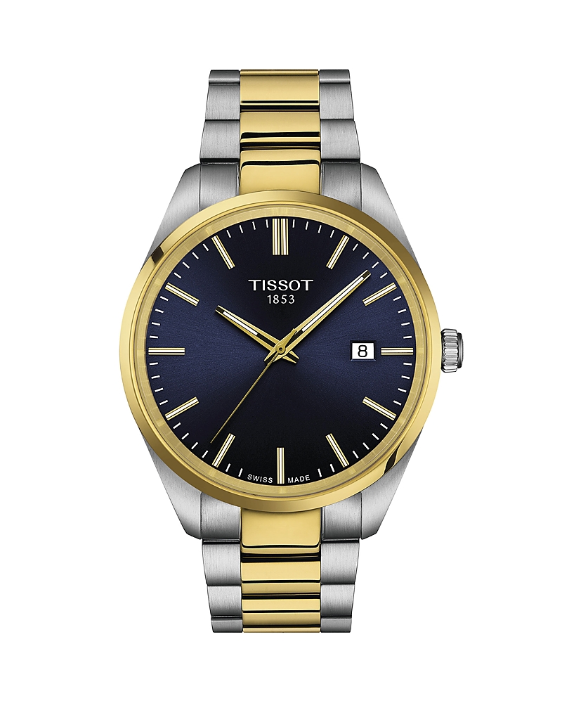Tissot Men's Swiss Pr 100 Two-tone Stainless Steel Bracelet Watch 40mm In Blue/two-tone
