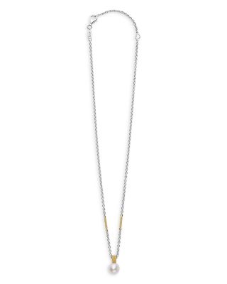 18K Yellow Gold & Sterling Silver Luna Cultured Freshwater Pearl Pendant Necklace, 16-18"