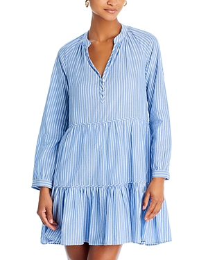 Shop Veronica Beard Bassano Cotton Tiered Dress In French Blu