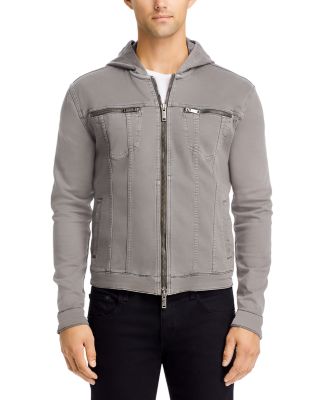 Hooded Zip-Front Knit Jacket