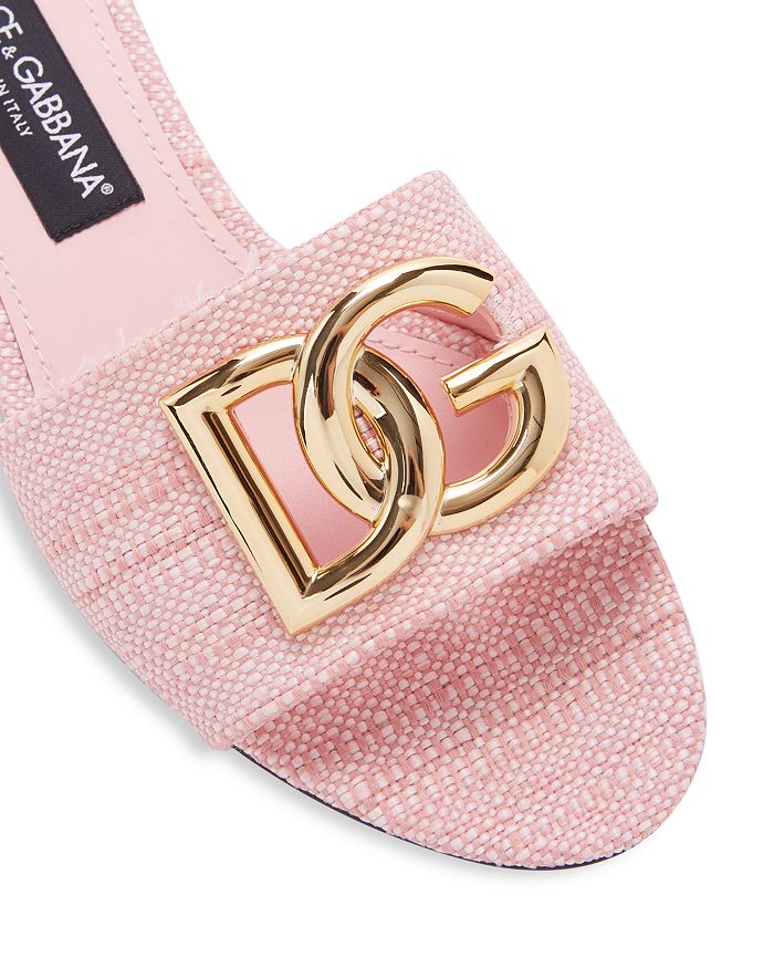 Shop Dolce & Gabbana Women's Woven Logo Slide Sandals In Light Pink