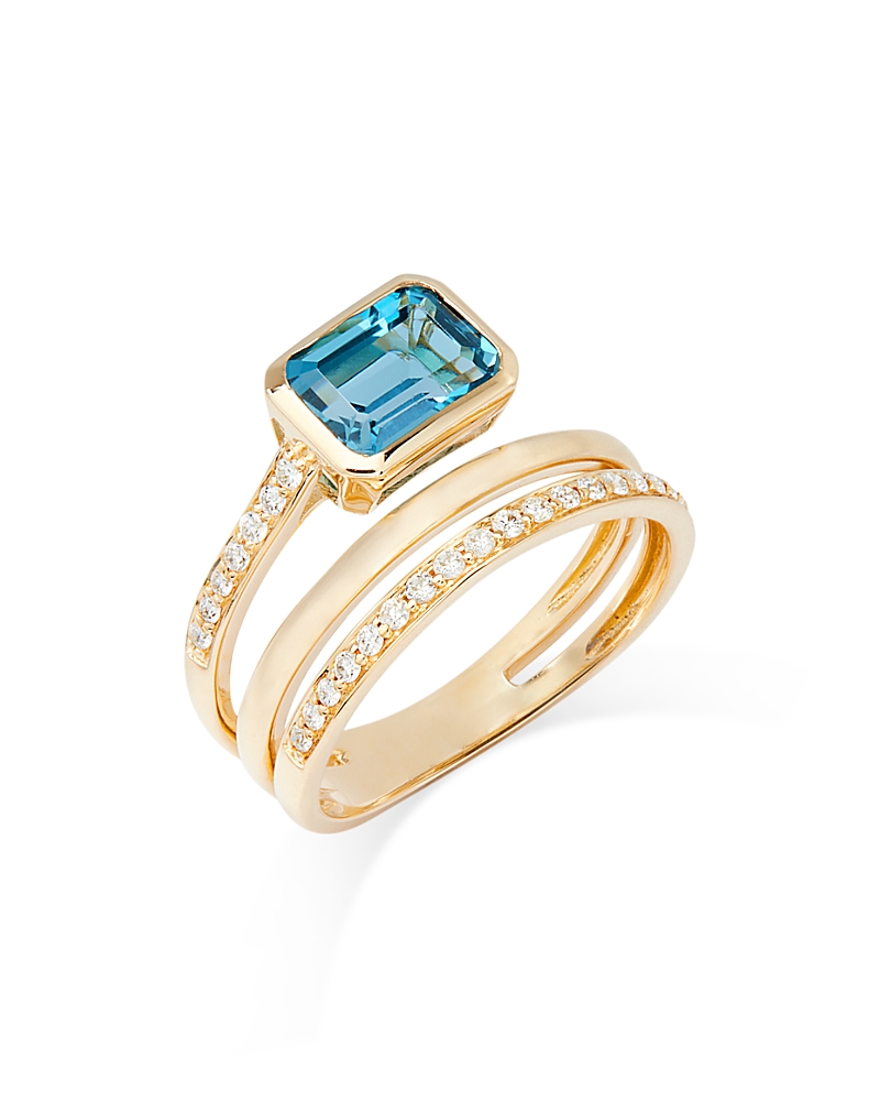 Bloomingdale's Fine Collection London Blue Topaz & Diamond Wrap Ring in 14K Yellow Gold