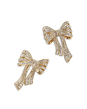 Baublebar That's A Wrap Pave Bow Drop Earrings in Gold Tone
