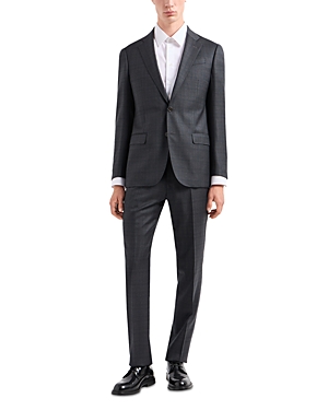 emporio armani notch lapel regular fit plaid wool suit