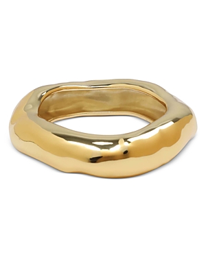 Shop Alexis Bittar Molten Wide Bangle Bracelet In 14k Gold Plated