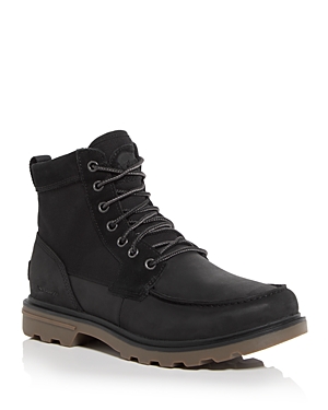 Shop Sorel Men's Carson Waterproof Moc Toe Boots In Black/gum