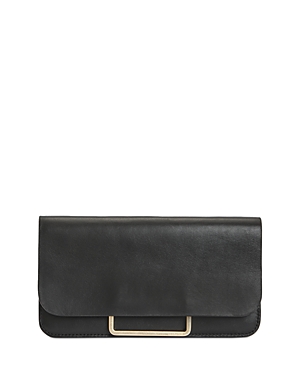 Allsaints Monique Leather Belt Bag Wallet In Black/brass