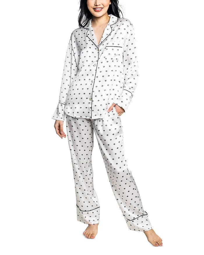 Petite Plume Silk White Art Nouveau Pajama Set | Bloomingdale's