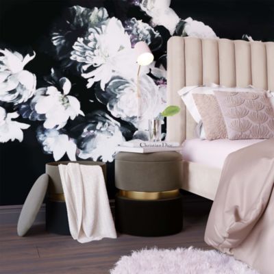  Gigi Velvet Storage Ottomans - Set of 2 in Grey