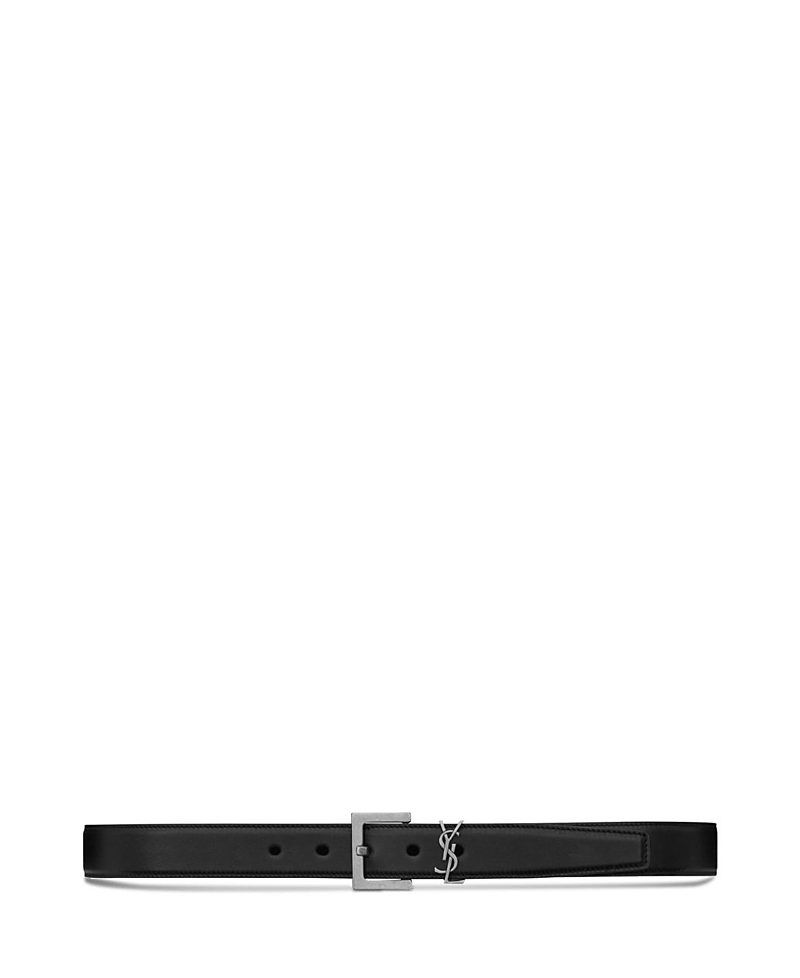Saint Laurent Cassandre Belt with Square Buckle in Smooth Leather