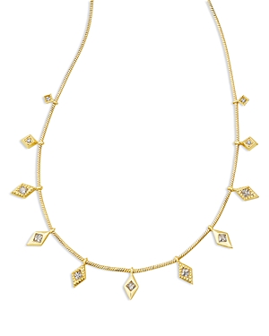 Photos - Pendant / Choker Necklace KENDRA SCOTT Kinsley Crystal Dangle Collar Necklace, 18-21 Gold White N003 