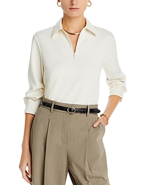 Shop Theory Collared Zip Blouse In Ivory
