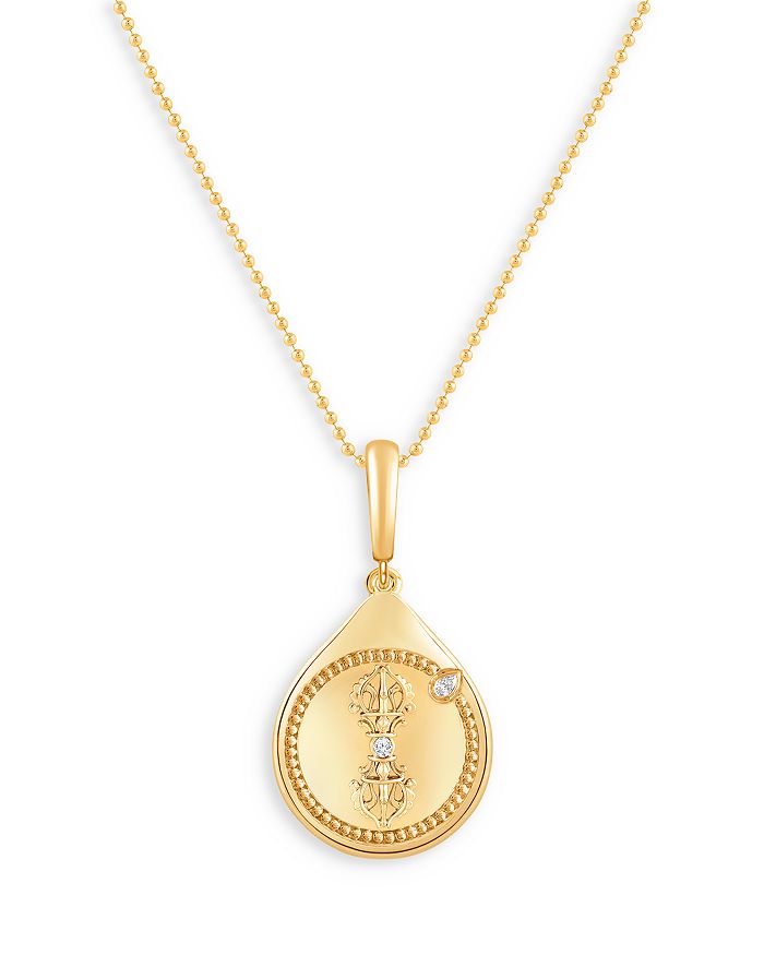 HARAKH Diamond Accent Vajra Pendant Necklace in 18K Yellow Gold, 0.05 ...