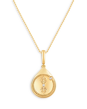 Diamond Accent Vajra Pendant Necklace in 18K Yellow Gold, 0.05 ct. t.w., 18
