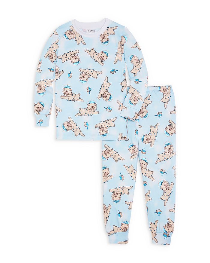 Esme Boys' Long Sleeved Top & Pants Pajamas Set - Little Kid, Big Kid In Hanukkah Pug