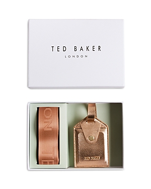 Ted Baker Travel Webbing Luggage Strap & Tag In Rose Gold