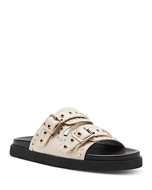 Steve Madden Women's Melanie Slip On Buckled Slide Sandals In Bone Leather