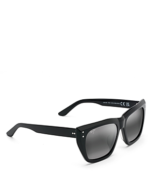 Maui Jim Aloha Lane Polarized Rectangular Sunglasses, 56mm In Black/gray Polarized Gradient