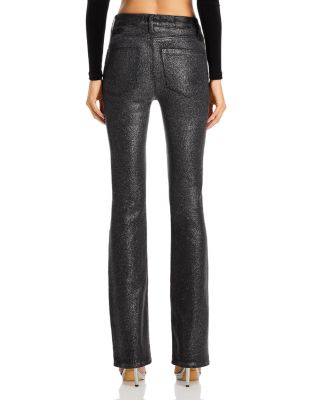 PAIGE Manhattan High Rise Glitter Coated Jeans in Black Silver