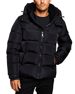Shop Sam Frontier Quilted Hooded Zip Front Jacket In Black