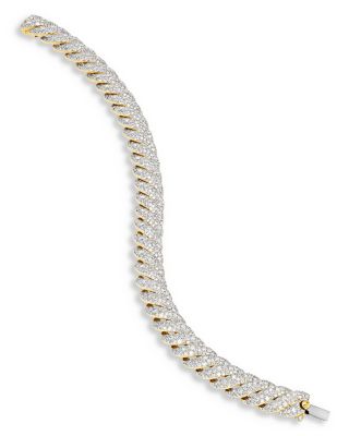 Sculpted Cable Bracelet in 18K Yellow Gold with Diamonds, 8.5mm