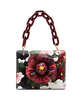 Oscar de La Renta Mini Flower Napa Leather Chain Crossbody Bag Blush