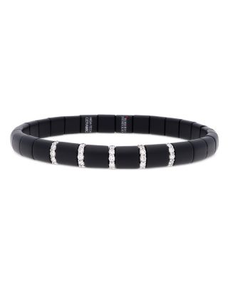 Roberto Demeglio - 18K White Gold & Black Ceramic Diamond Bar Bracelet