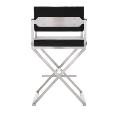  Director Performance Vegan Leather and Stainless Steel Counter Stool in White