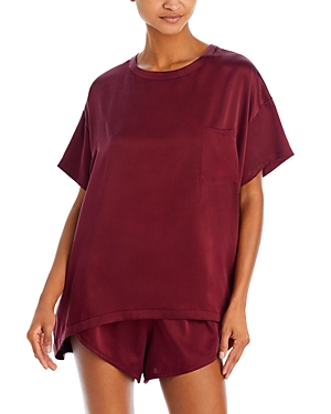 Shop Lunya Washable Silk Tee Set In Calliope Wine