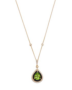 Bloomingdale's - Peridot, Onyx,& Diamond Pendant Necklace in 14K Yellow Gold, 18"