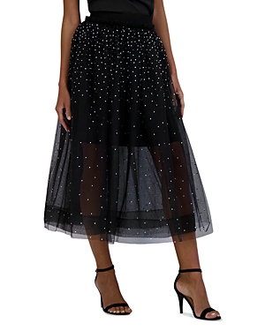 Embellished Tulle Midi Skirt
