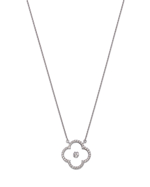 Bloomingdale's Diamond & Sapphire Glass Clover Pendant Necklace in 14K White Gold, 0.25 ct. t.w.