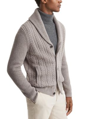 REISS - Ashbury Shawl Collar Cable Knit Cardigan
