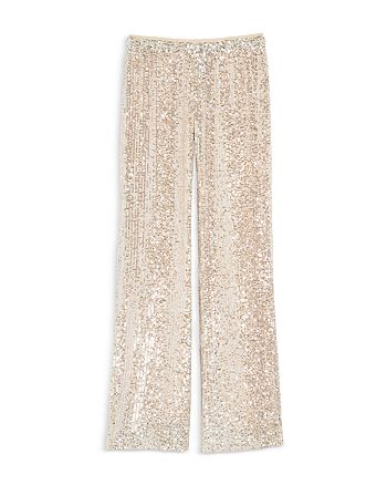 Curvy Girls Sequin Wide Leg Gold Pants 