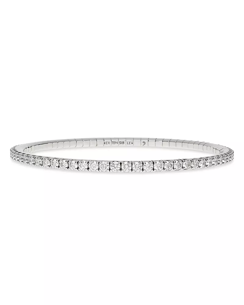 Extensible 18K Yellow Gold Diamond Stretch Tennis Bracelet
