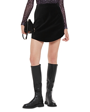 Shop Whistles Velvet Curved Hem Mini Skirt In Black