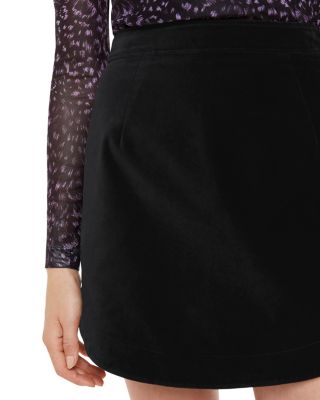 Velvet Curved Hem Mini Skirt