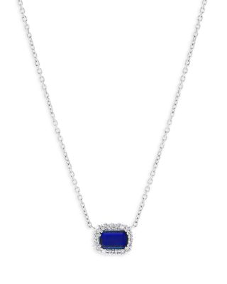 Precious Stone and Diamond Halo Pendant Necklace Collection in 14K White Gold