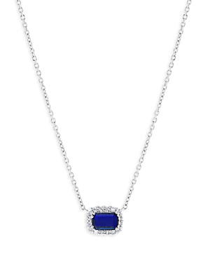 Bloomingdale's Sapphire & Diamond Halo Pendant Necklace in 14K White Gold