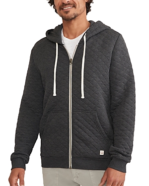 Marine Layer Quilted Zip Hoodie In Heather Gray