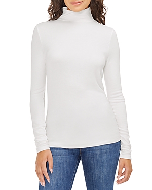 Three Dots Mock Neck Top In Snow White