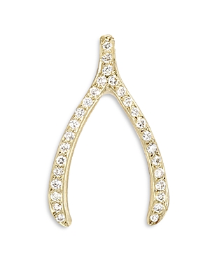 Zoe Lev Diamond Wishbone Pendant in 14K Gold