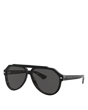 Shop Dolce & Gabbana Dg4452f Aviator Sunglasses, 60mm In Black/gray Solid
