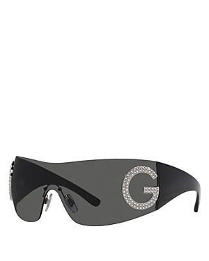 Shop Dolce & Gabbana Pillow Shield Sunglasses In Black/gray Solid