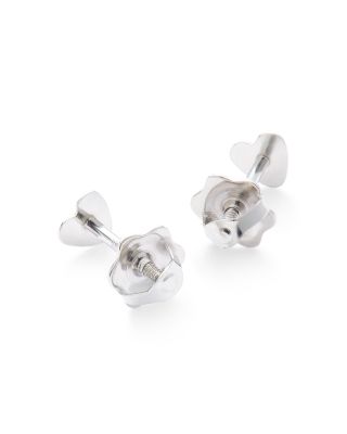 Children's Tiny Heart Stud Earrings in 14K White Gold