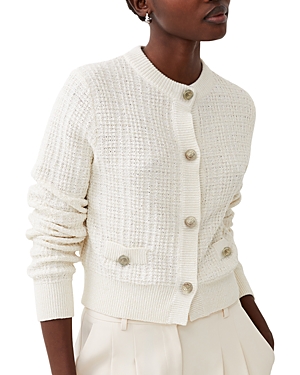 Shop French Connection Tweed Cardigan In Classic Cream