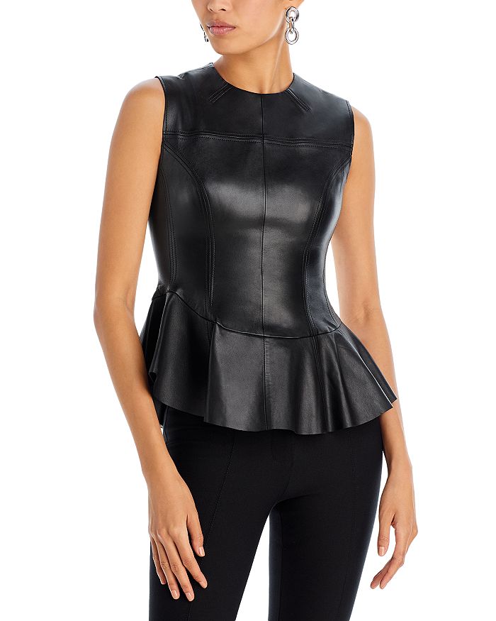 Jason Wu Collection Leather Peplum Top | Bloomingdale's